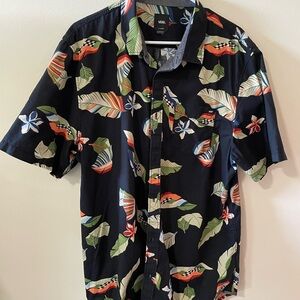 Vans Men's Black Floral Leaf Shirt X Large Size